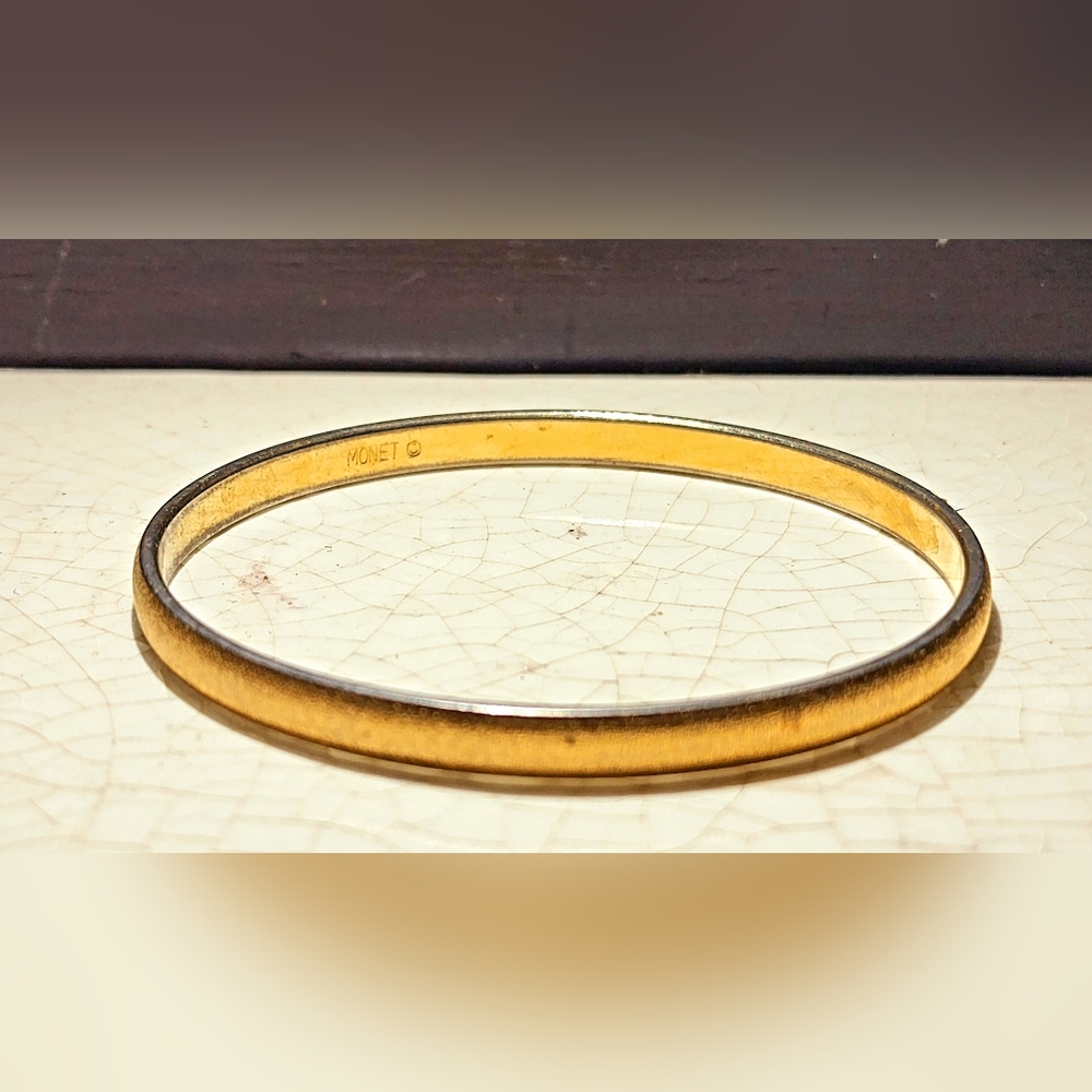 Vintage Monet brush gold texture bangle bracelet #bangle #braceletstack